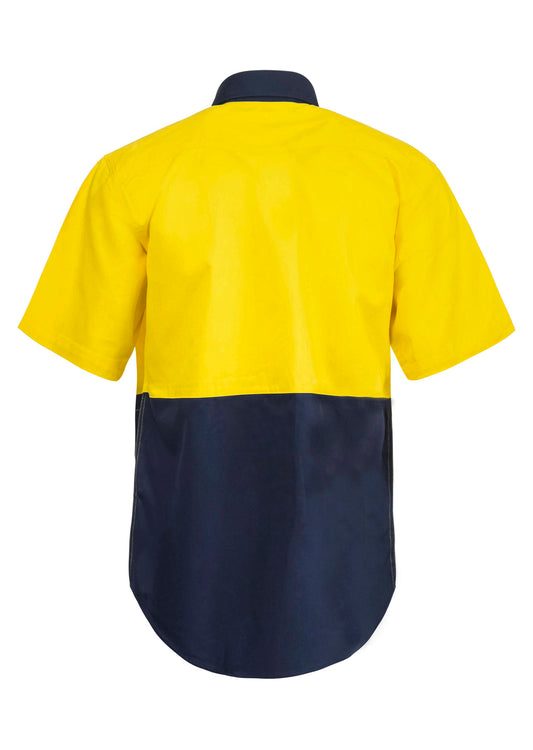 WORKCRAFT-TWO TONE HI VIS S/S SHIRT STUD