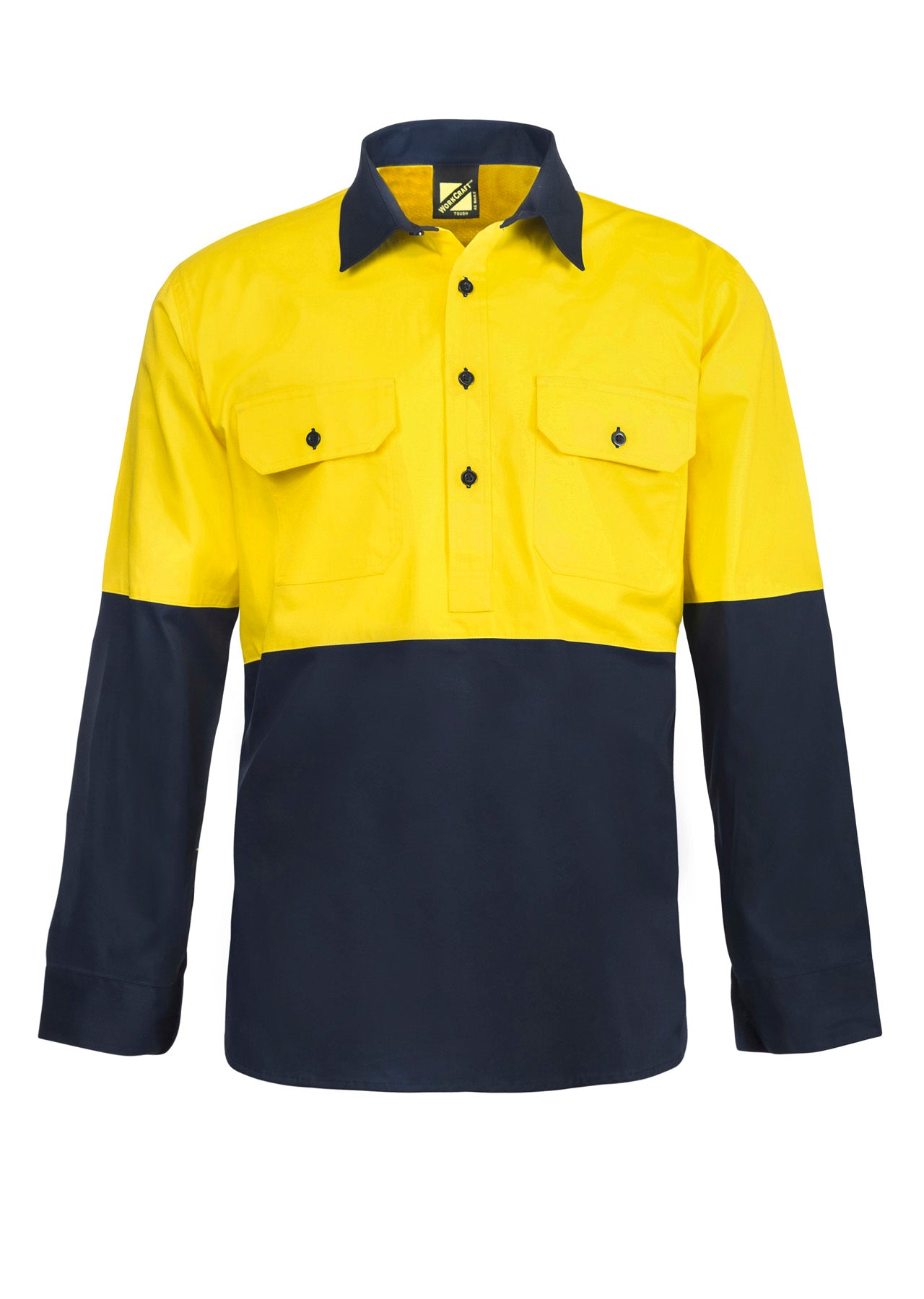 WORKCRAFT-2TONE HALF PLKET SHT W GUSSET