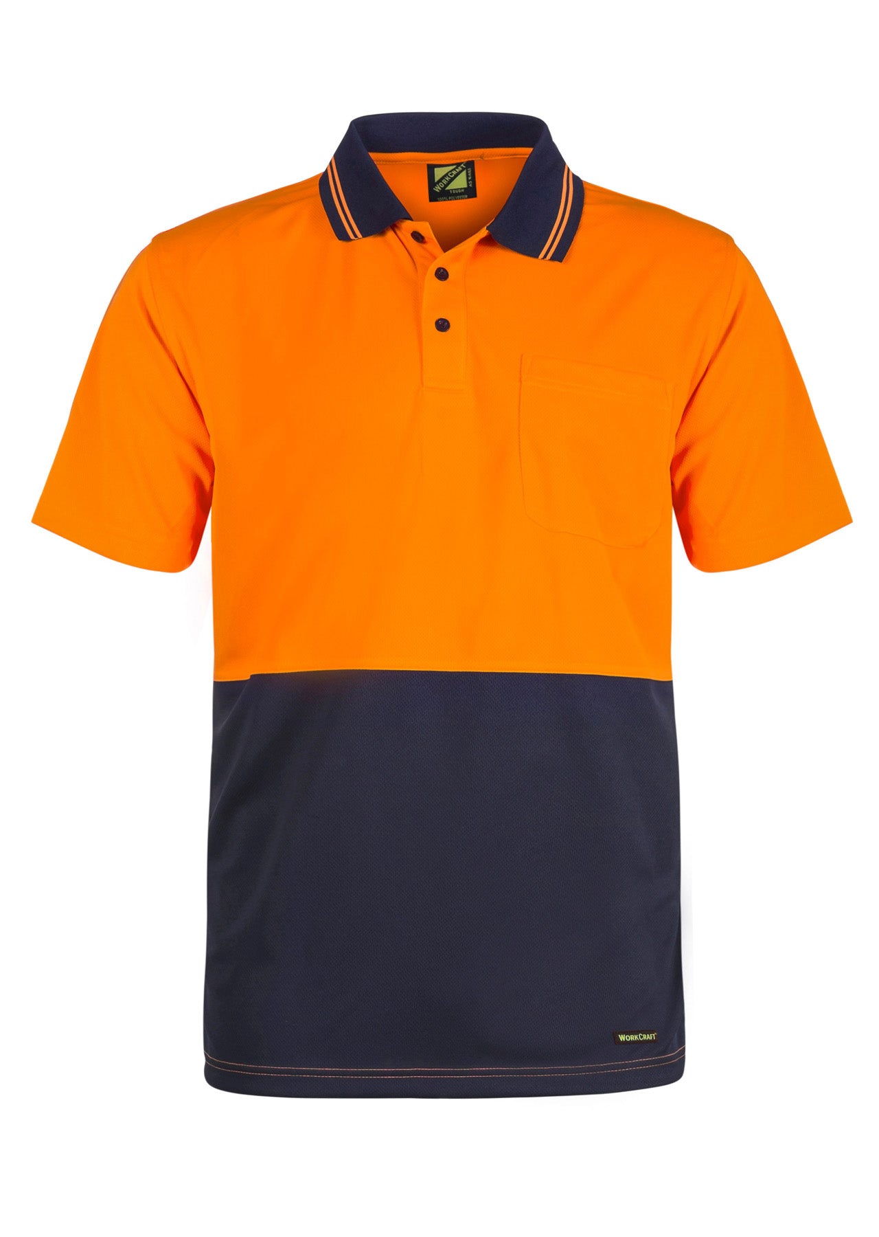 WORKCRAFT-HI VIS TWO TONE SS POLO POCKET