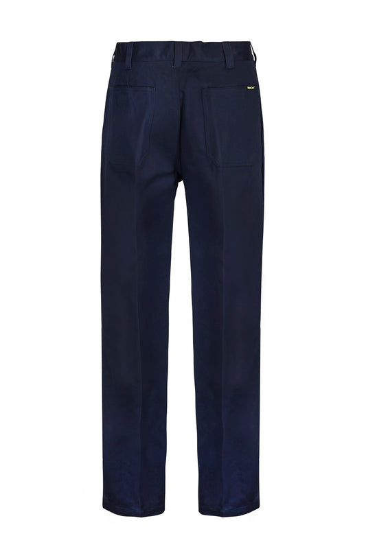 WORKCRAFT-SINGLE PLEAT COTTON PANT LONG