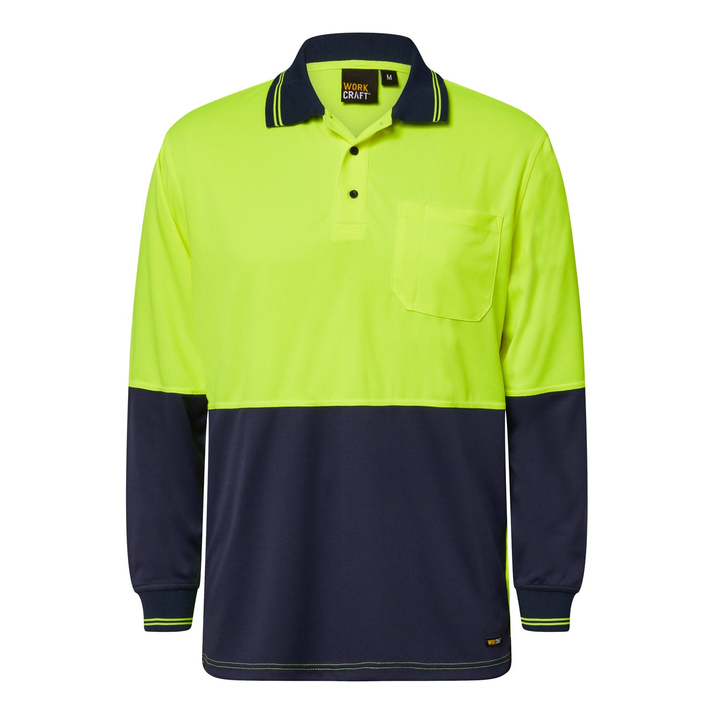 WORKCRAFT-HI VIS TWO TONE LS POLO POCKET