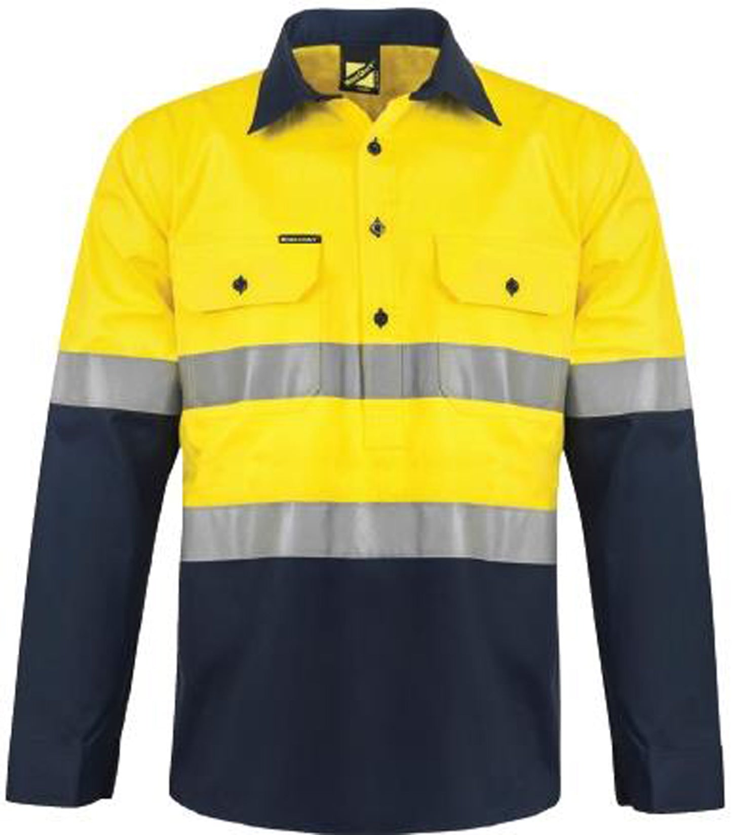 WORKCRAFT-2TONE HALF PLKET SHT W TAPE