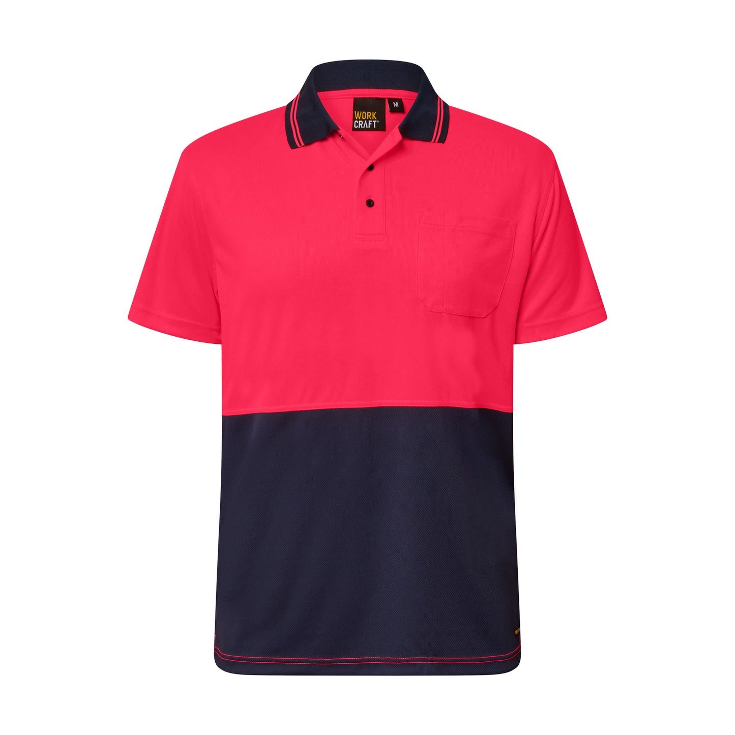 WORKCRAFT-HI VIS TWO TONE SS POLO POCKET