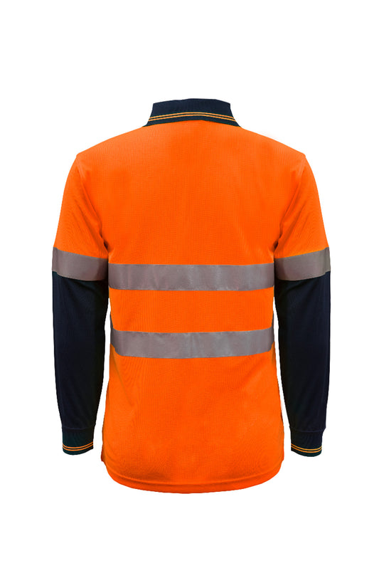 WORKCRAFT-HI VIS TWO TONE LS POLO & TAPE