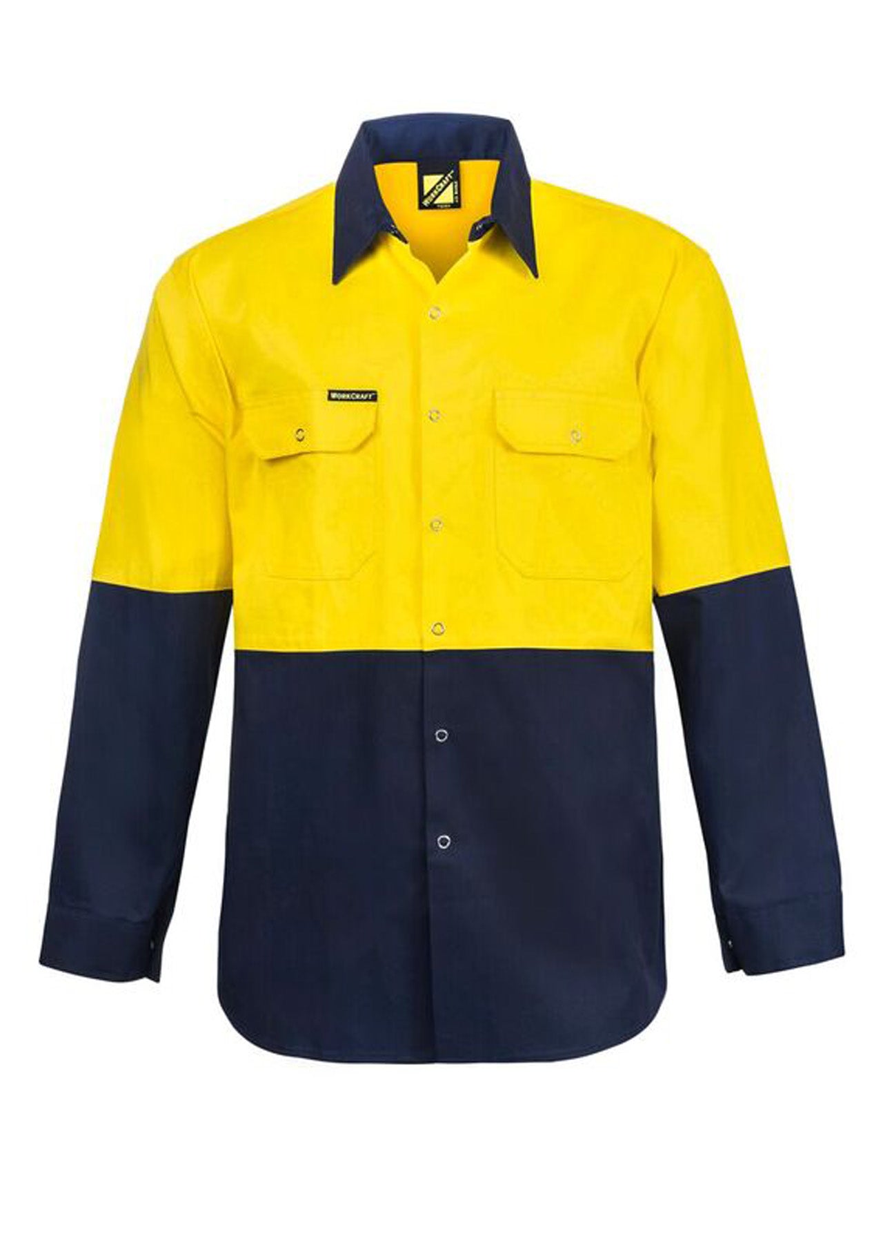 WORKCRAFT-TWO TONE L/S SHIRT WITH STUDS