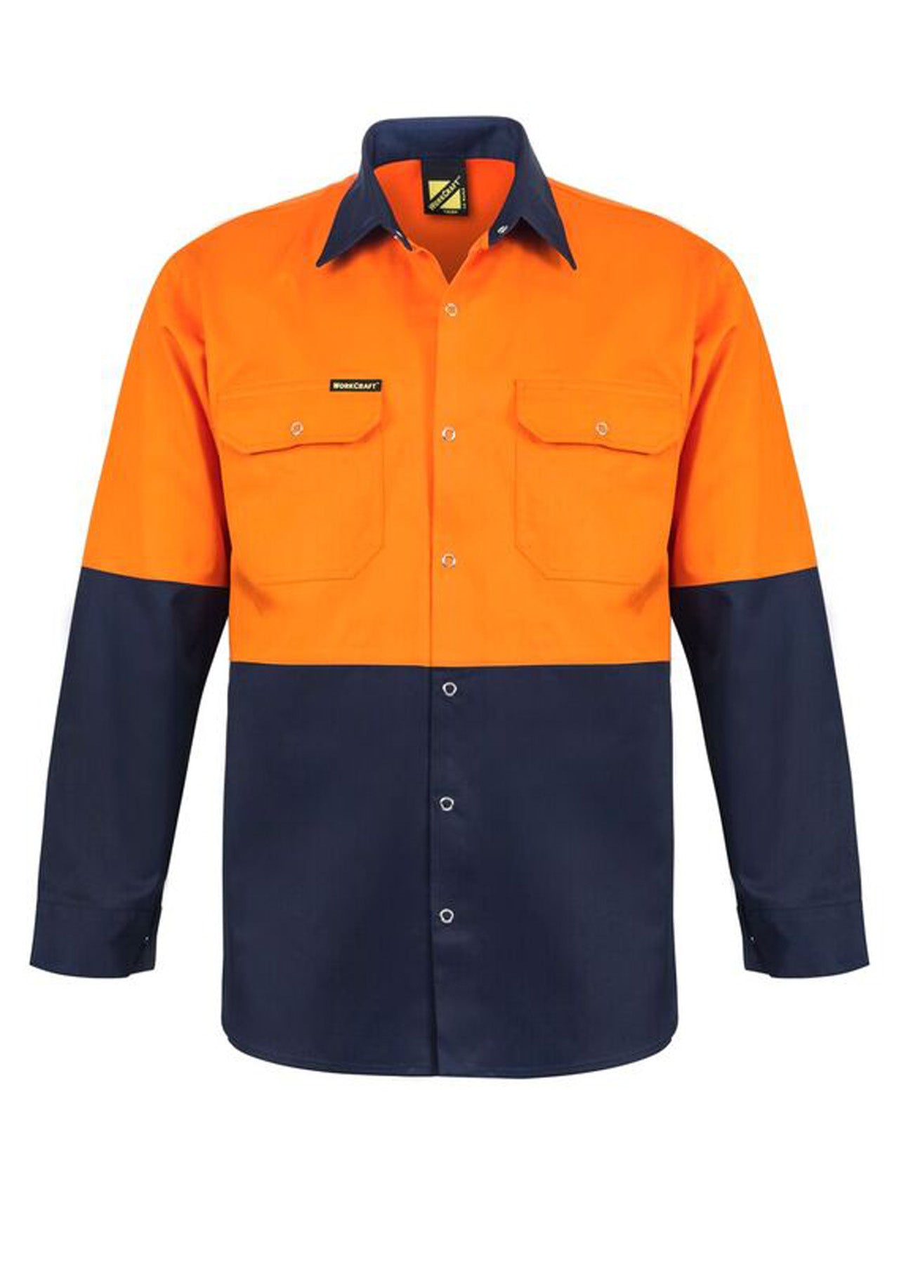 WORKCRAFT-TWO TONE L/S SHIRT WITH STUDS