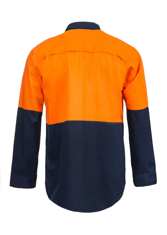 WORKCRAFT-COTTON L/S SHIRT W/ MESH INSERT