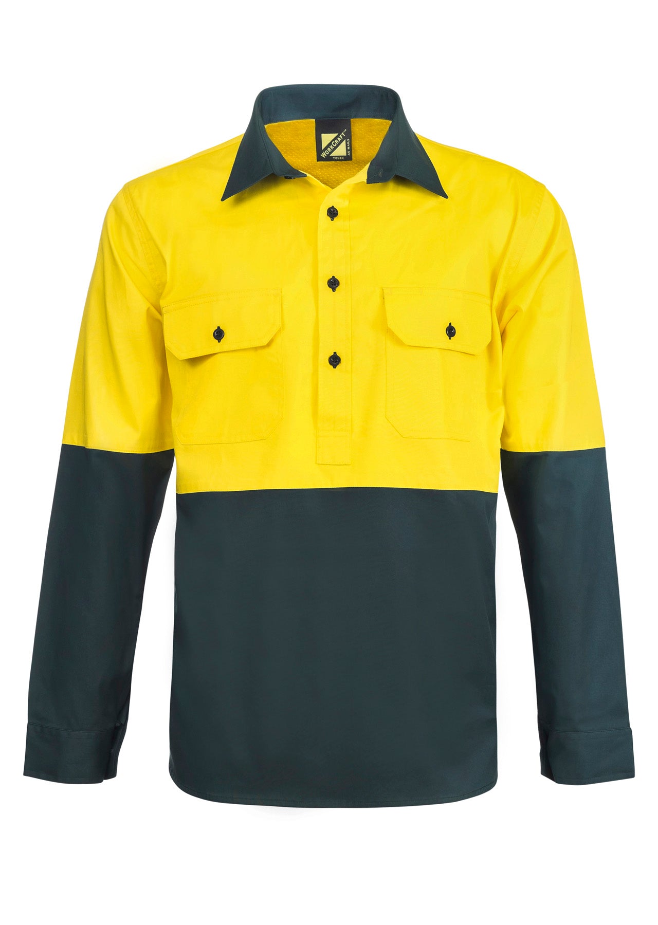 WORKCRAFT-2 TONE HALF PLACKET SHT W/ VENT