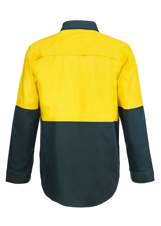 WORKCRAFT-2 TONE HALF PLACKET SHT W/ VENT