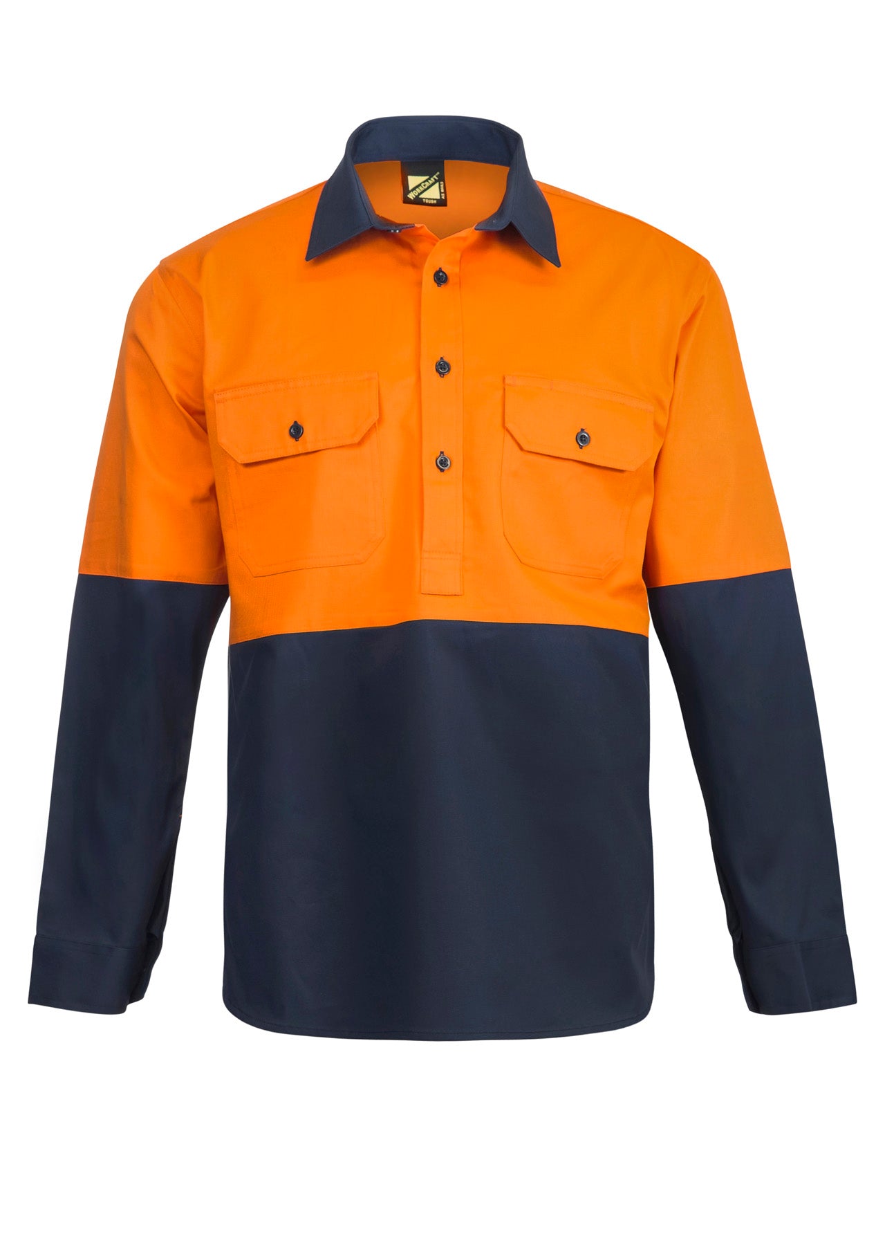 WORKCRAFT-2TONE HALF PLKET SHT W GUSSET