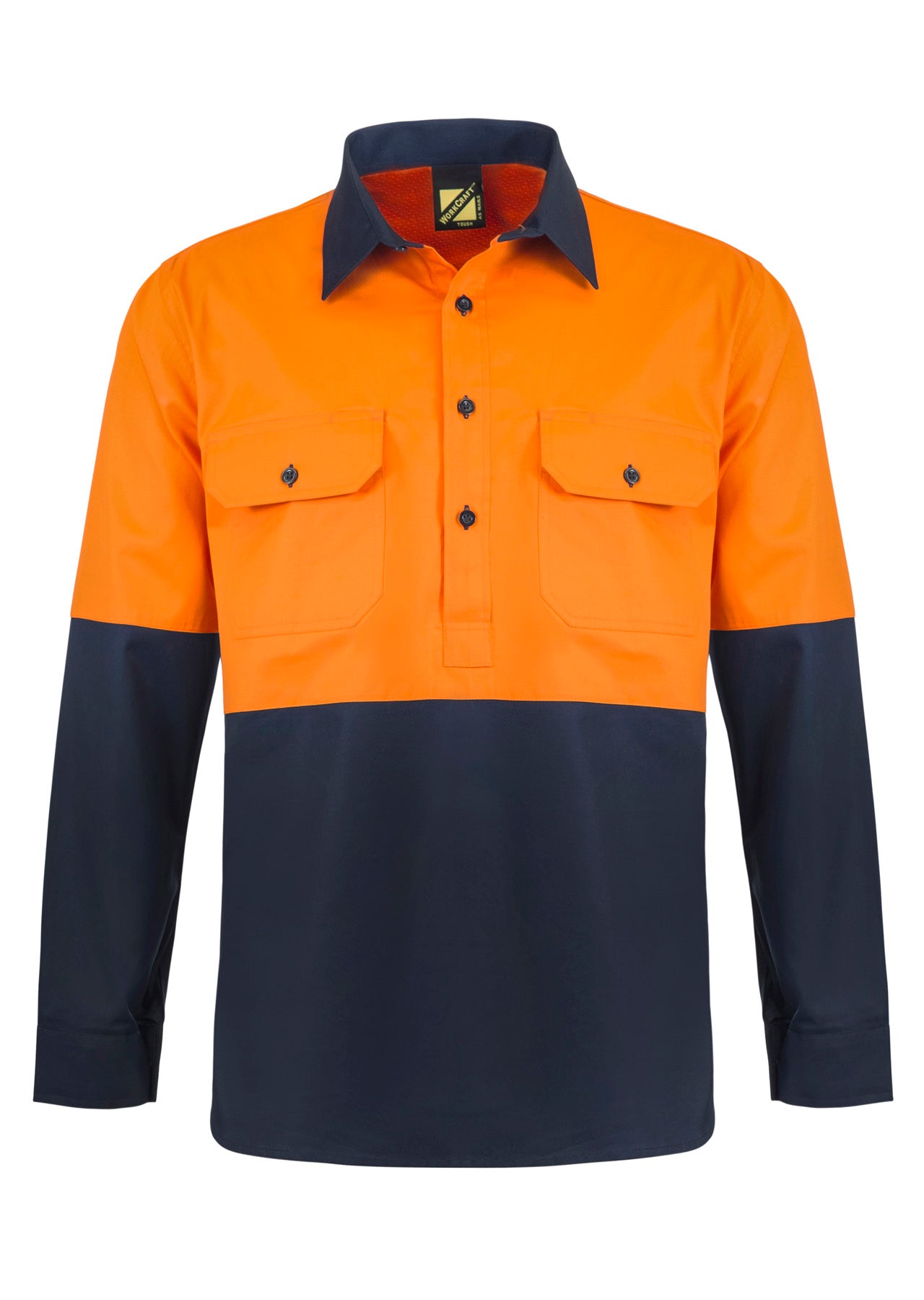 WORKCRAFT-2 TONE HALF PLACKET SHT W/ VENT