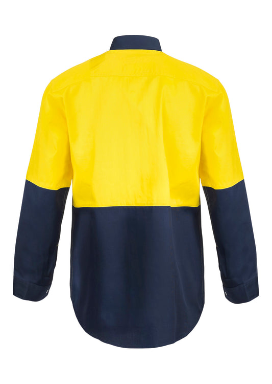 WORKCRAFT-L/S TWO TONE HI VIS SHIRT STUD