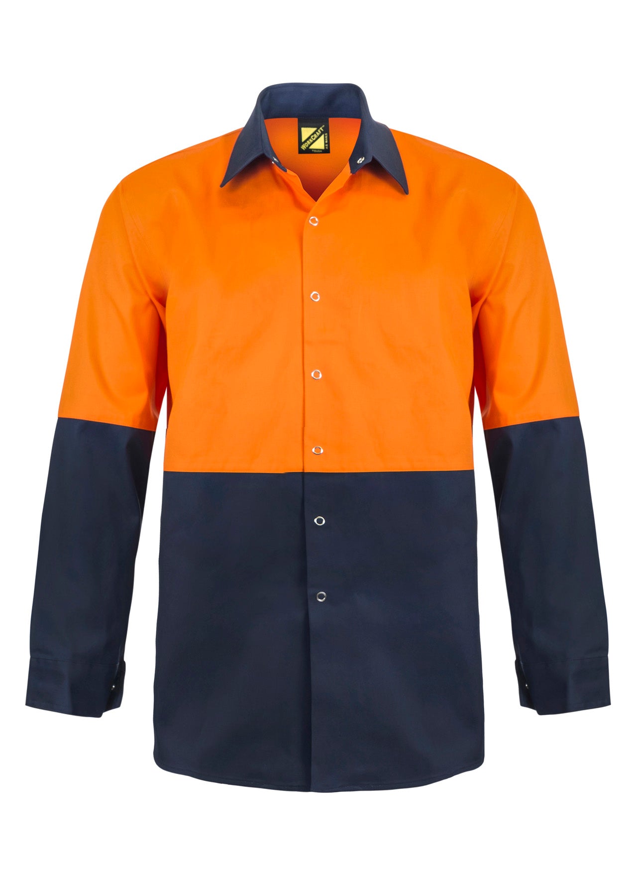 WORKCRAFT-L/S TWO TONE HI VIS SHIRT STUD