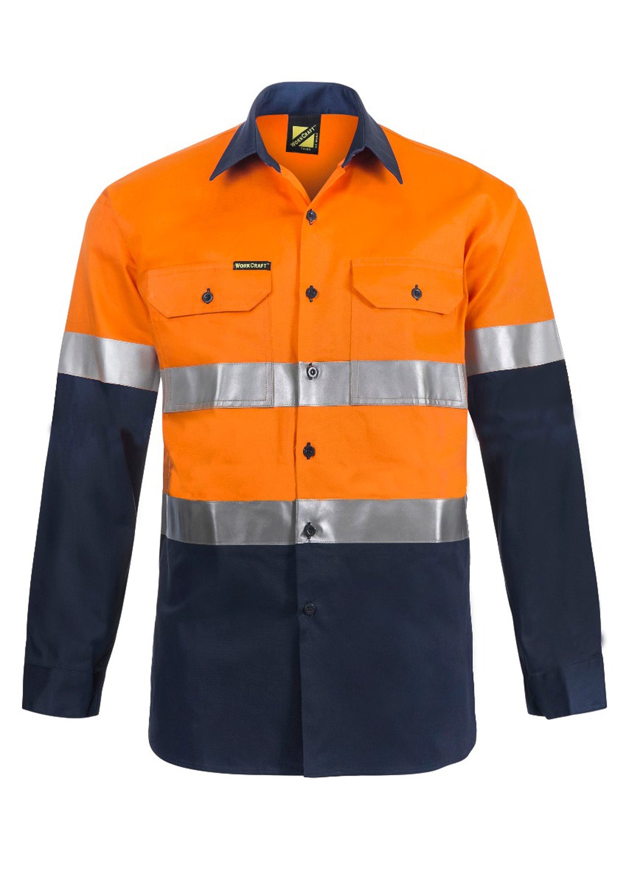 WORKCRAFT-TWO TONE L/S SHIRT IND TAPE