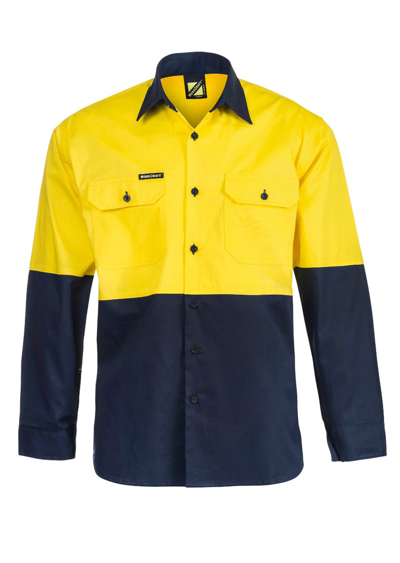 WORKCRAFT-COTTON L/S SHIRT W/ MESH INSERT