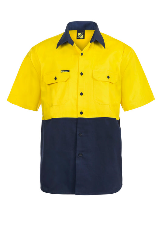 WORKCRAFT-TWO TONE SHORT SLEEVE SHIRT
