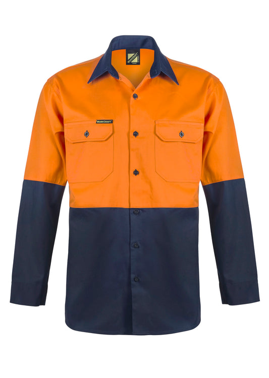 WORKCRAFT-TWO TONE LONG SLEEVE SHIRT