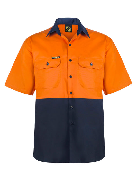 WORKCRAFT-COTTON S/S SHIRT W/ MESH INSERT