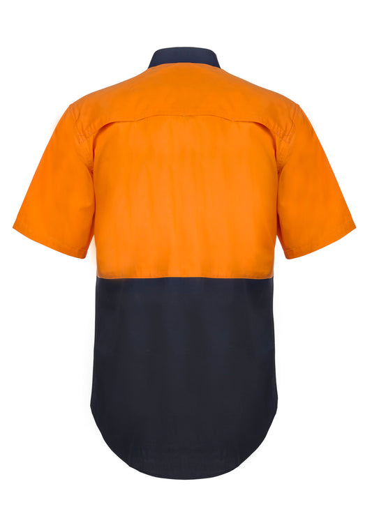 WORKCRAFT-COTTON S/S SHIRT W/ MESH INSERT