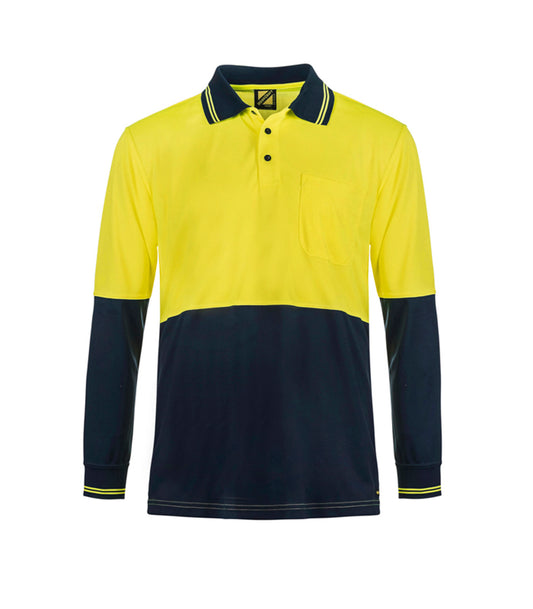 WORKCRAFT-HI VIS TWO TONE LS POLO CB