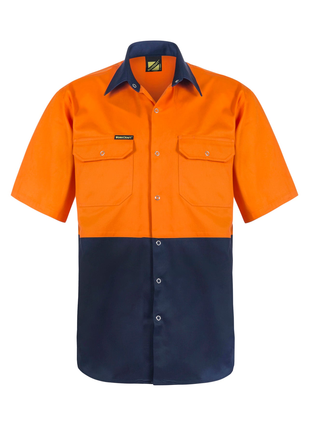 WORKCRAFT-TWO TONE HI VIS S/S SHIRT STUD