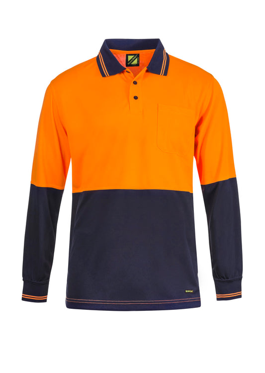 WORKCRAFT-HI VIS TWO TONE LS POLO POCKET