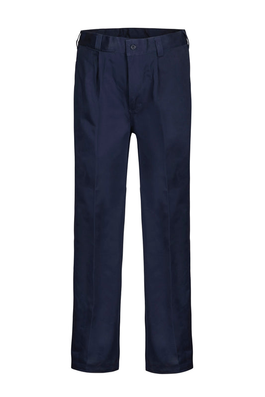 WORKCRAFT-SINGLE PLEAT COTTON PANT LONG