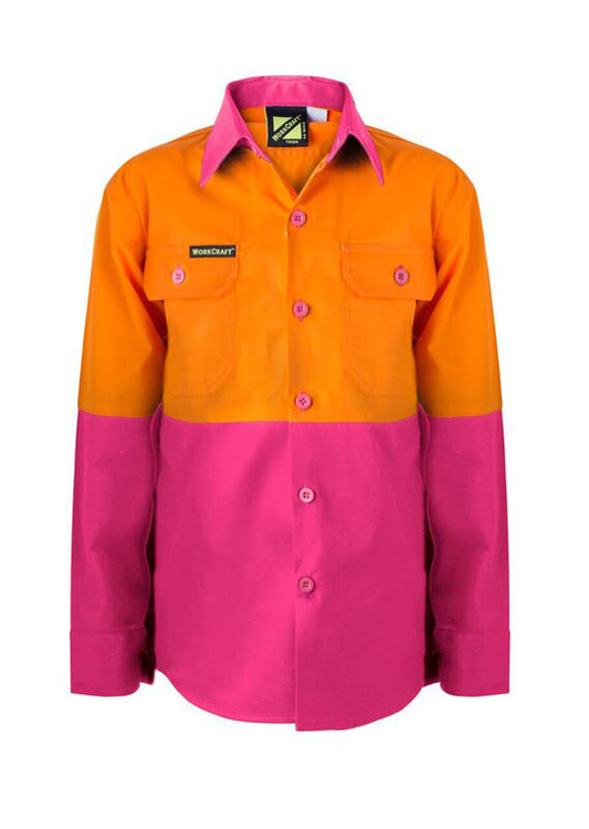 WORKCRAFT-KIDS HI VIS SHIRT LONG SLEEVE
