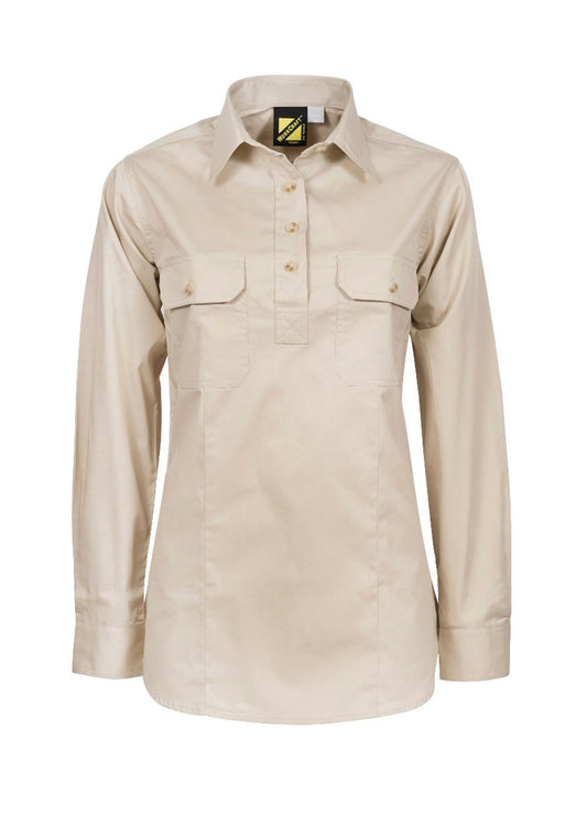 WORKCRAFT-LADIES HALF PLACKET SHIRT