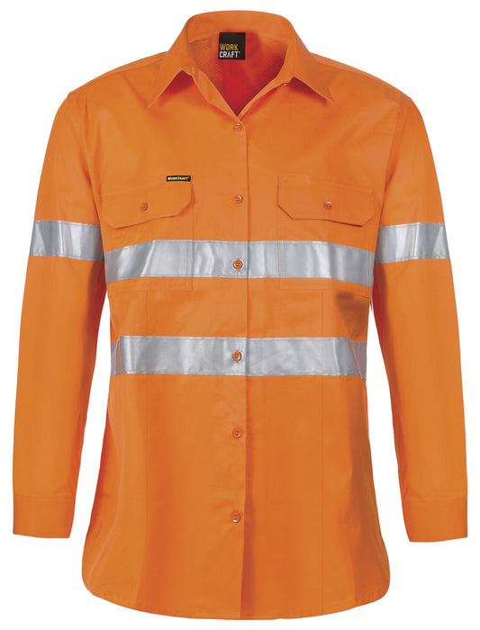 WORKCRAFT-LADIES LIGHT WEIGHT HI VIS SHIRT WITH CSR TAPE