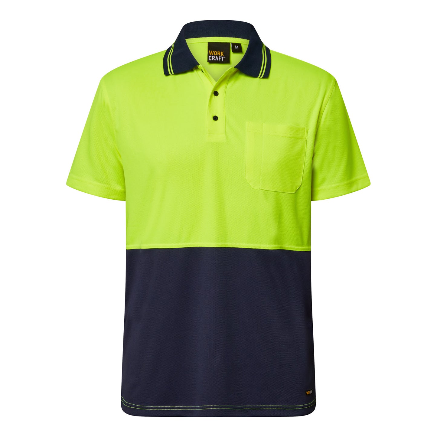 WORKCRAFT-HI VIS TWO TONE SS POLO POCKET