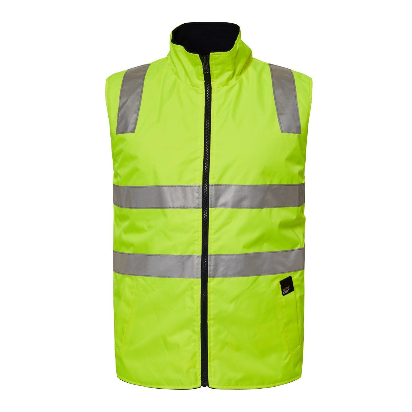 WORKCRAFT-HI VIS REVERSIBLE VEST -TAPE