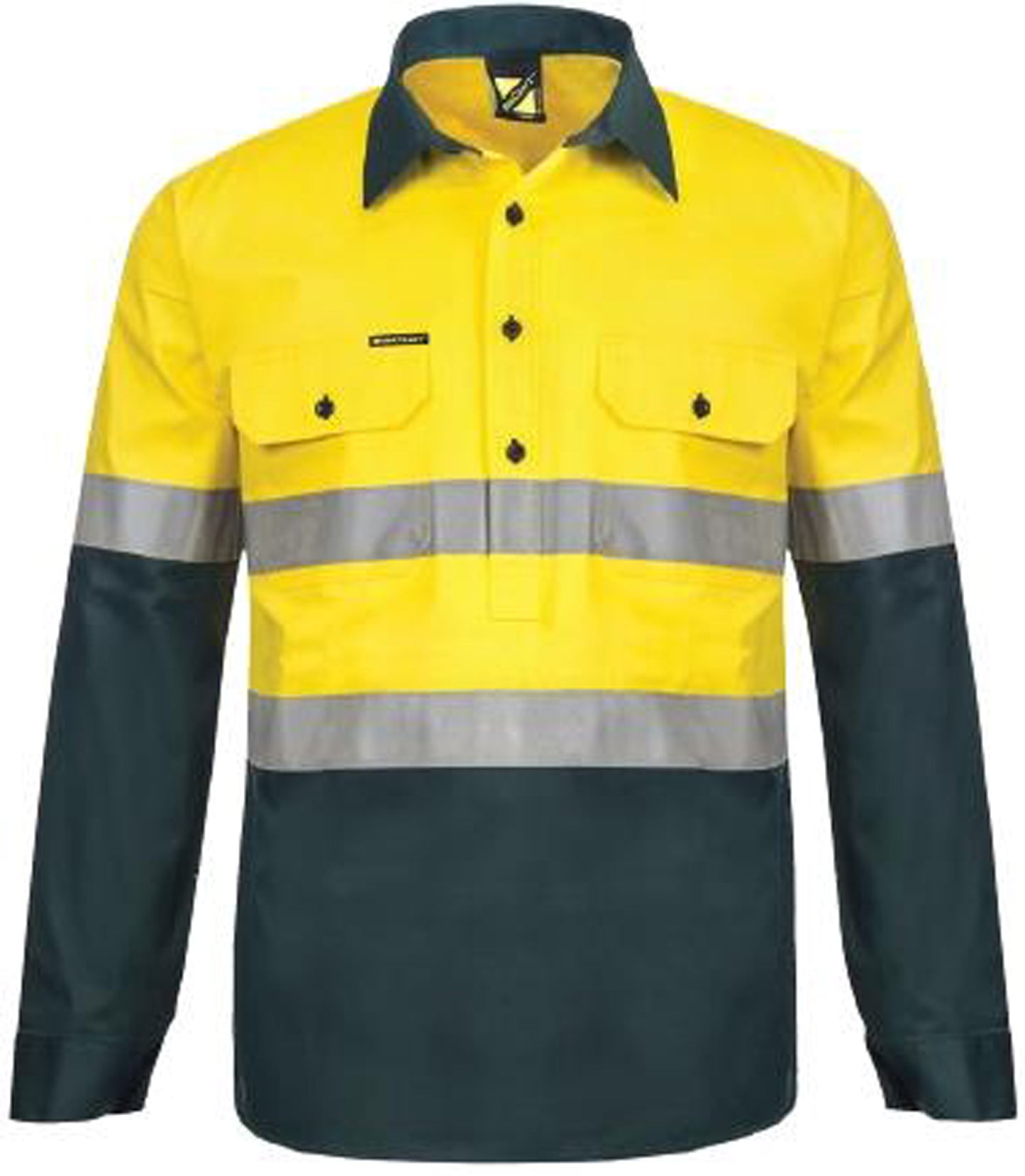 WORKCRAFT-2TONE HALF PLKET SHT W VENTED