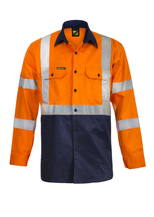 WORKCRAFT-HI VIS X PATTERN CSR LS  SHIRT