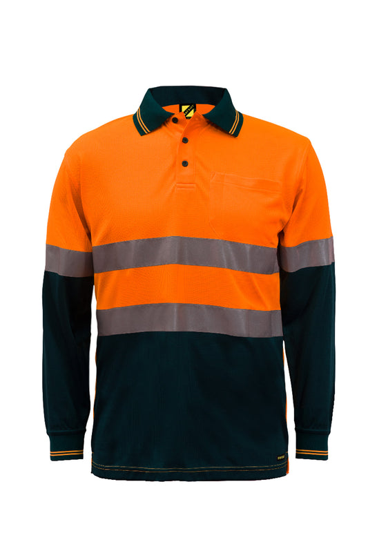WORKCRAFT-HI VIS TWO TONE LS POLO & TAPE