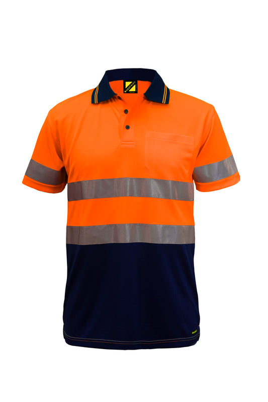 WORKCRAFT-HI VIS TWO TONE SS POLO & TAPE