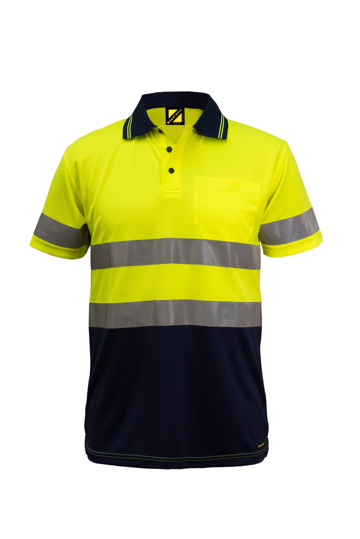 WORKCRAFT-HI VIS TWO TONE SS POLO & TAPE